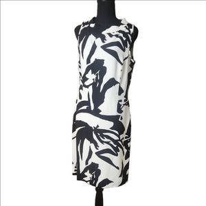 Ann Taylor Black and White Halter Sheath Midi Dress, Size 10